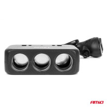 Cigarette lighter socket splitter with charger 2x USB-A 1x USB-C QC4.0 12V 24V 120W 80cm AMIO-04366