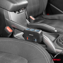 Cigarette lighter socket splitter with charger 1x USB-A 1x USB-C QC4.0 12V 24V 120W 80cm AMIO-04365