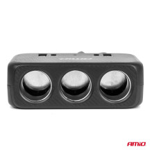 Cigarette lighter socket splitter with charger 1x USB-A 1x USB-C QC4.0 12V 24V 120W 80cm AMIO-04365