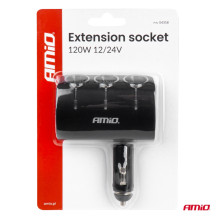 Cigarette lighter socket splitter 12V 24V 120W 90° AMIO-04358
