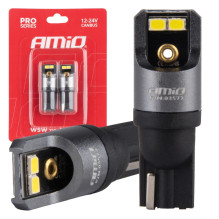 LED lemputės CANBUS PRO T10 W5W 4x2016 SMD baltos 12V 24V AMIO-03577