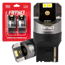 LED lemputės CANBUS PRO serijos 7440 W21W 4x3030 SMD baltos 12V 24V AMIO-03589