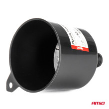 Black plastic funnel universal for fuel liquid water oval 12 cm AMIO-04043