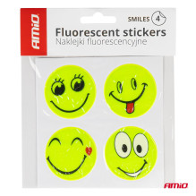 Fluorescenciniai šviesą atspindintys įspėjamieji lipdukai vaikams, besišypsantys veidai, AMIO-03941