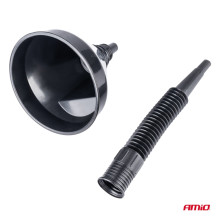 Flexible black funnel with strainer for fuel, liquid, water, 13.5 cm AMIO-04036