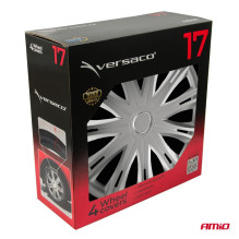 Automobilio ratlankių gaubtų, 4 dalių, komplektas, sidabriniai, 17 colių, SPALVOTA DĖŽUTĖ