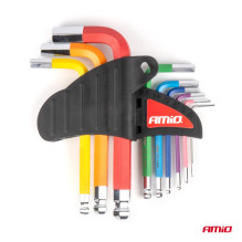 HEX Allen keys with ball, short Allen keys, set of 9 pieces, S2 AMIO-04298