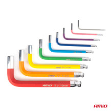 Šešiakampiai šešiakampiai raktai su rutuliuku, trumpi šešiakampiai raktai, 9 dalių rinkinys, S2 AMIO-04298