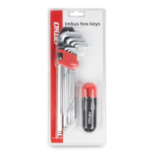 HEX Allen keys with ball, extra long Allen keys, CRV set, 9 pcs. AMIO-04303