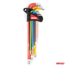 HEX Allen keys with ball, extra long Allen keys, set of 9 AMIO-04299