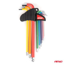 HEX Allen keys with ball, extra long Allen keys, set of 9 AMIO-04299
