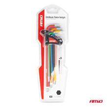 HEX Allen keys with ball, extra long Allen keys, set of 9 AMIO-04299