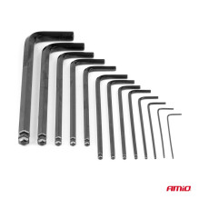 HEX Allen keys with ball, long Allen keys, CRV set, black, 13 pcs. AMIO-04304