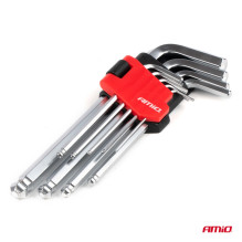 HEX Allen keys with ball, long Allen keys, CRV set, 9 pcs. AMIO-04302