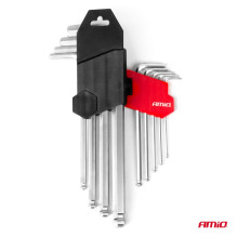 HEX Allen keys with ball, long Allen keys, CRV set, 9 pcs. AMIO-04302