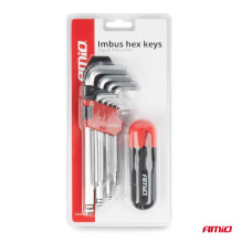 HEX Allen keys with ball, long Allen keys, CRV set, 9 pcs. AMIO-04302