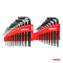 IMBUS HEX TORX CRV Allen raktų rinkinys, juodi, 22 vnt. AMIO-04297