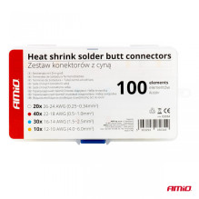 Konektory złączki z cyną koszulki termokurczliwe 100 szt. AMIO-03034