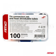 Konektory złączki z cyną koszulki termokurczliwe 100 szt. AMIO-03033