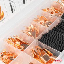 Copper eyelet connectors, heat shrink tubing, 180-piece set, AMIO-03984