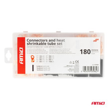 Copper eyelet connectors, heat shrink tubing, 180-piece set, AMIO-03984