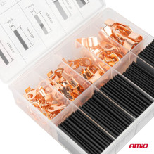 Copper eyelet connectors, heat shrink tubing, 160-piece set, AMIO-03933