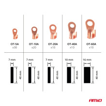 Copper eyelet connectors, heat shrink tubing, 160-piece set, AMIO-03933