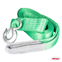 Tow rope, towing rope, tape, 8000 kg, 70 mm, 5 m, hook + eye, AMIO-03994