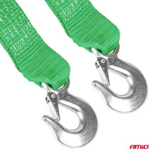 Towing rope, towing rope, tape, 8000 kg, 70 mm, 5 m, hook + hook, AMIO-03993