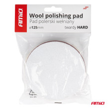 Wool polishing pad, hard, with Velcro, 125 mm AMiO-03706