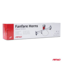 Garsinis signalas, fanfarinis, chromuotas, 12 V, AMIO-03618