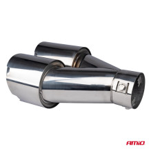 Exhaust muffler tip, stainless steel, double, right, chrome, AMIO-04068