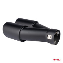 Exhaust muffler tip, stainless steel, double, matt black, AMIO-04063