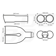 Exhaust muffler tip, stainless steel, double, matt black, AMIO-04063