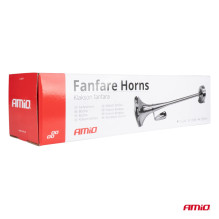 Chromuotas sirenos fanfarų garso signalas 520 mm 12V 24V HighTone AMIO-04077