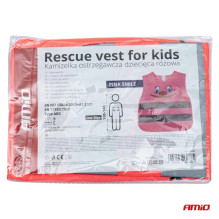 Children's reflective warning vest, pink, smile, AMIO-03988
