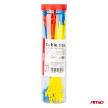 Multi-colored plastic cable ties, set of 150 AMIO-04316