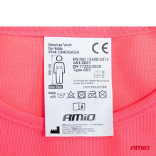 Children's pink dinosaur reflective warning vest AMIO-03989
