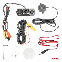 Kamera cofania z czujnikami parkowania 2w1 HD-602 LED 12V AMIO-03541