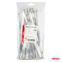 Nerūdijančio plieno metaliniai kabelių raiščiai 4,6x200 mm 100 vnt. AMIO-04321