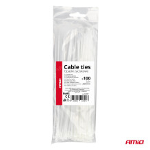 White cable ties 2.5×200mm 100 pcs AMIO-04307