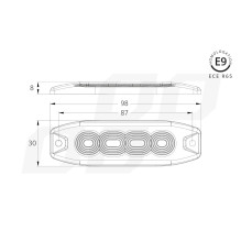 Lampa błyskowa ostrzegawcza płaska 4 LED R65 R10 12-24V AMIO-02298