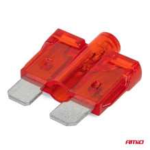 Standartiniai automobilių saugikliai su LED diodu, 10 vnt. AMIO-04341