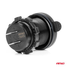 Car charger with USB sockets, waterproof, with USB switch + 2x USB-C QC3.0 12V 24V AMIO-04596