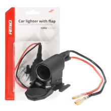 Automobilio cigarečių degiklio lizdas su atvartu 12V 24V AMIO-04128