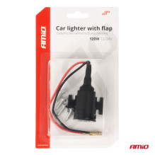 Automobilio cigarečių degiklio lizdas su atvartu 12V 24V AMIO-04128