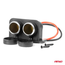 Automobilinis cigarečių degiklio lizdas, hermetiškas, dvigubas, 12V, 24V, AMIO-04130