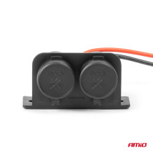Automobilinis cigarečių degiklio lizdas, hermetiškas, dvigubas, 12V, 24V, AMIO-04130