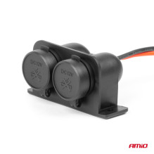 Automobilinis cigarečių degiklio lizdas, hermetiškas, dvigubas, 12V, 24V, AMIO-04130