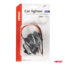 Automobilinis cigarečių degiklio lizdas, hermetiškas, dvigubas, 12V, 24V, AMIO-04130